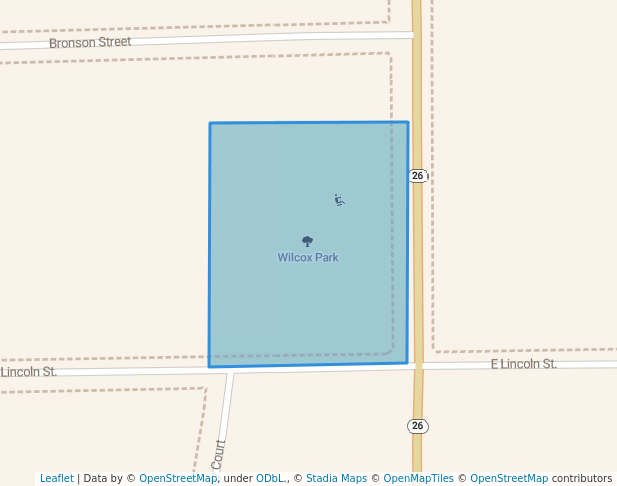 walking in Wilcox Park map in Waupun