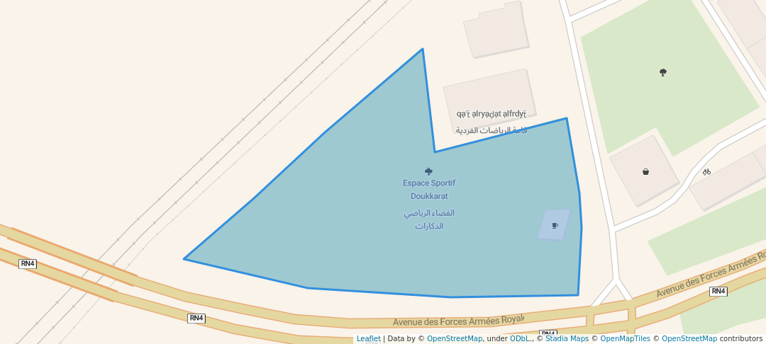 walking in Espace Sportif Doukkarat الفضاء الرياضي الدكارات map in Fès