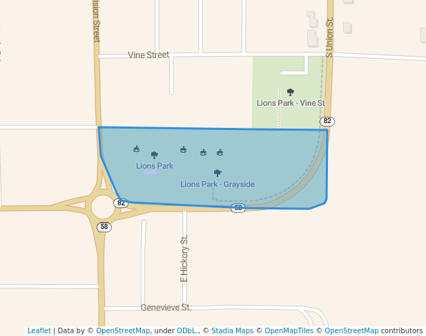 walking in Lions Park - Grayside map in Mauston