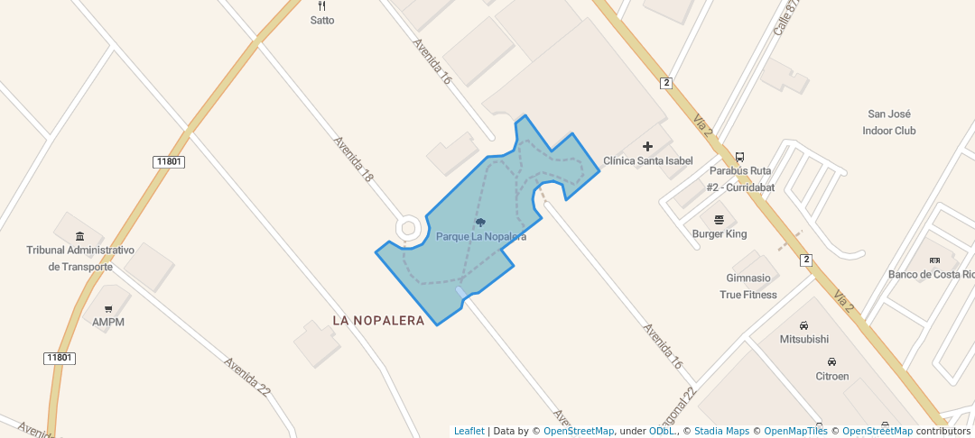 walking in Parque La Nopalera map in Curridabat