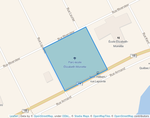 walking in Parc-école Élizabeth-Monette map in Salaberry-de-Valleyfield