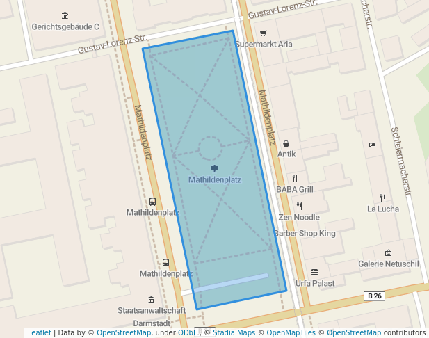 walking in Mathildenplatz map in Darmstadt