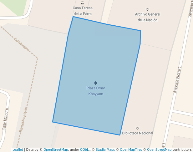 walking in Plaza Omar  Khayyam map in Caracas