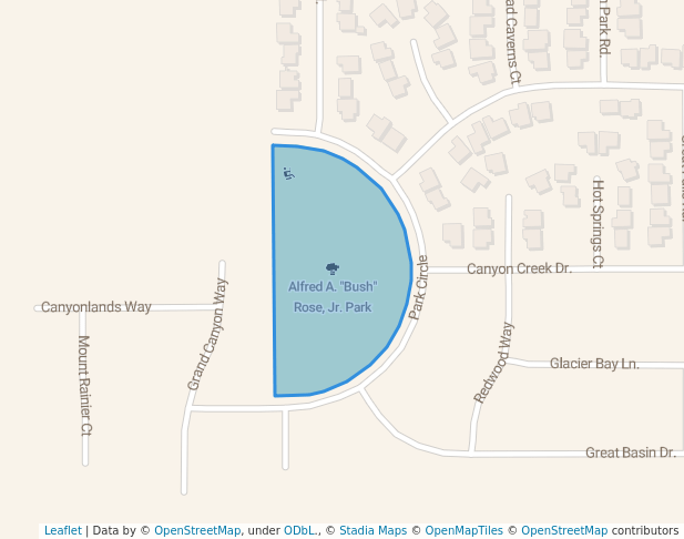 walking in Alfred A. "Bush" Rose, Jr. Park map in Newman