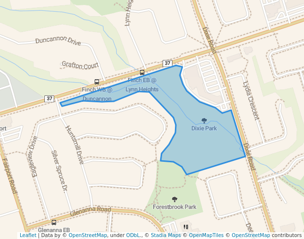 walking in Dixie Park map in Pickering