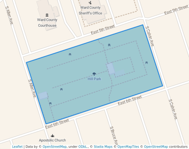 walking in Hill Park map in Monahans