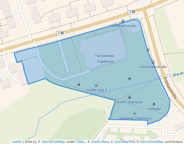 walking in Graffiti Skatepark Vogelsang map in Solingen