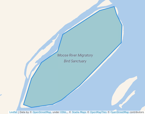 walking in Moose River Migratory Bird Sanctuary map in Moosonee