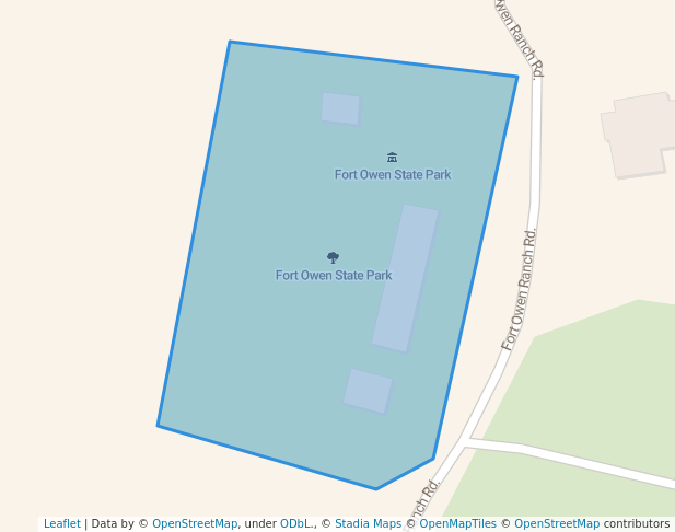 walking in Fort Owen State Park map in Stevensville