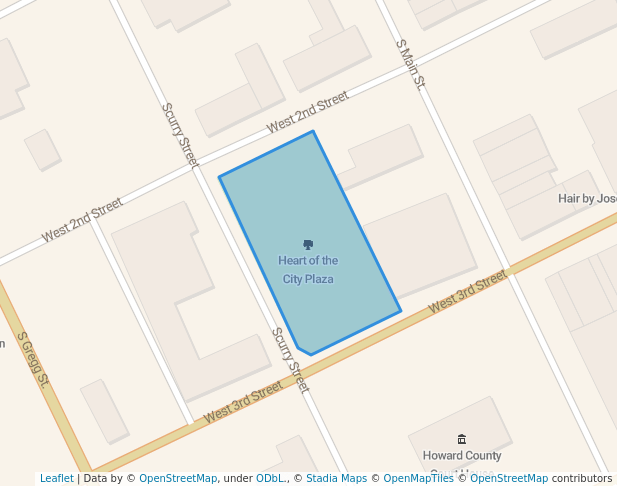 walking in Heart of the City Plaza map in Big Spring