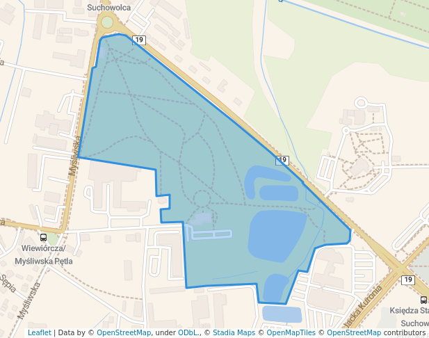 walking in Park Lubomirskich map in Białystok