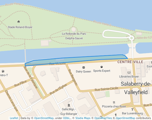 walking in Promenade du Vieux-Canal map in Salaberry-de-Valleyfield