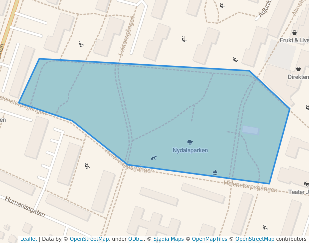 walking in Nydalaparken map in Malmö