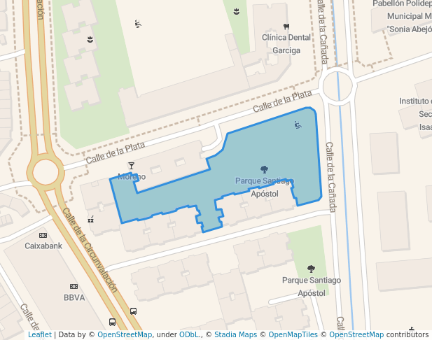 walking in Parque Santiago Apóstol map in Torrejón de Ardoz