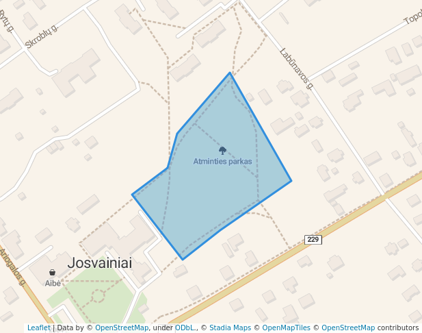 walking in Atminties parkas map in Josvainiai