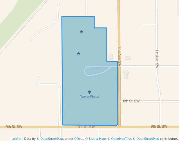 walking in Tower Fields map in Sioux Center