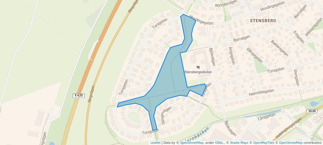 walking in Stensbergsparken map in Ljungby