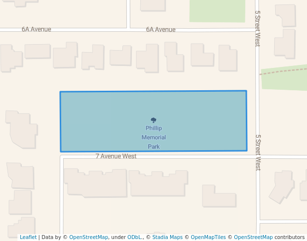 walking in Phillip Memorial Park map in Cardston