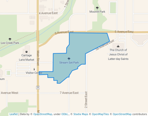 walking in Stream Set Park map in Cardston