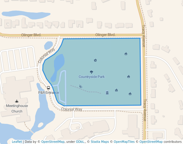 walking in Countryside Park map in Edina