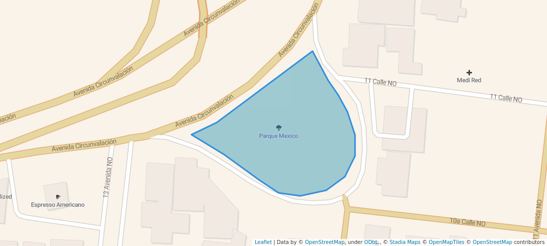 walking in Parque Mexico map in San Pedro Sula