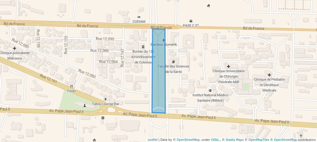 walking in Parc Cardinal Bernardin Gantin map in Cotonou