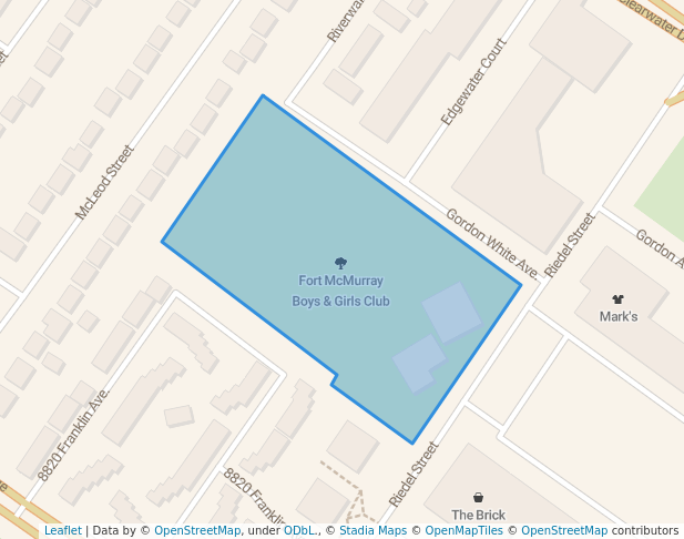 walking in Fort McMurray Boys & Girls Club map in Fort McMurray