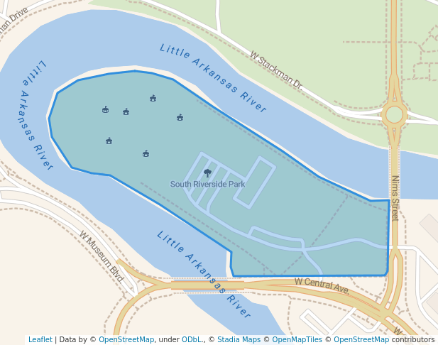 walking in South Riverside Park map in Wichita