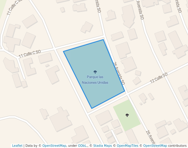 walking in Parque las Naciones Unidas map in San Pedro Sula