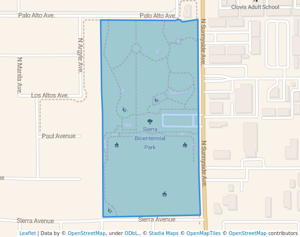 walking in Sierra Bicentennial Park map in Clovis