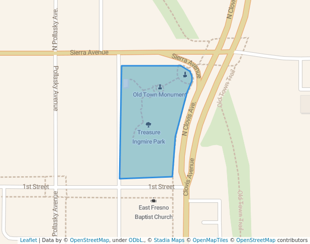 walking in Treasure Ingmire Park map in Clovis