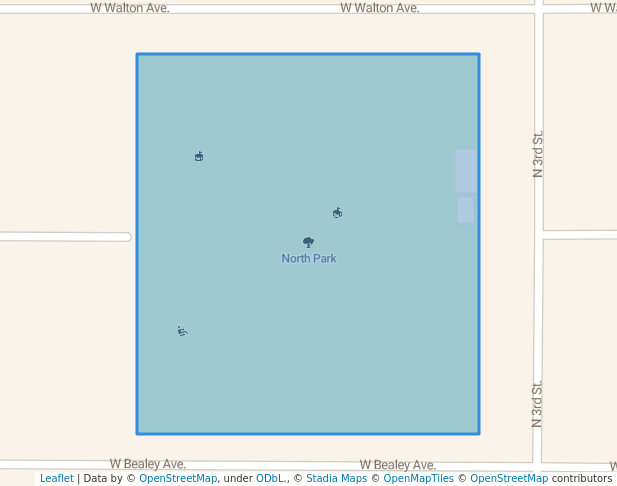 walking in North Park map in Coolidge