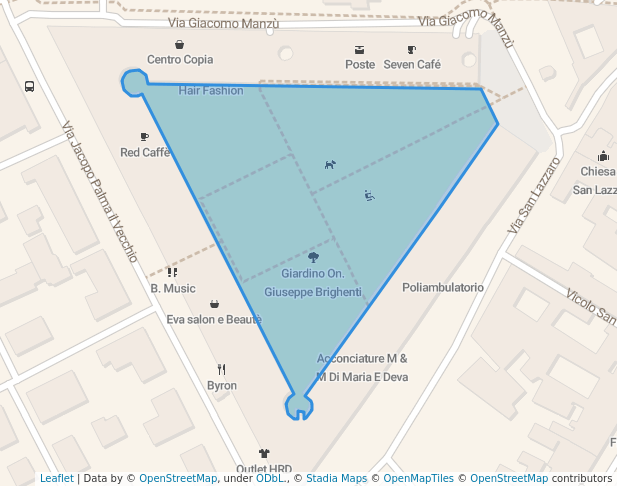 walking in Giardino On. Giuseppe Brighenti map in Bergamo