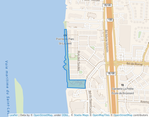 walking in Parc Saint-Laurent map in Brossard