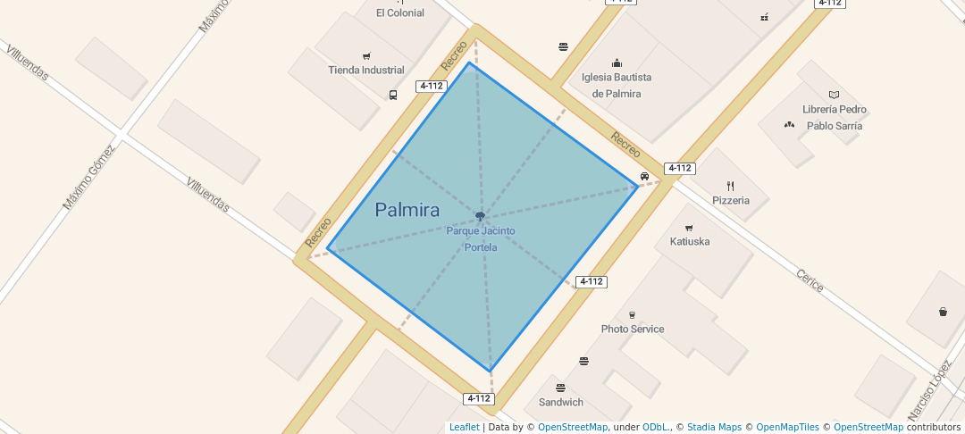 walking in Parque Jacinto Portela map in Palmira