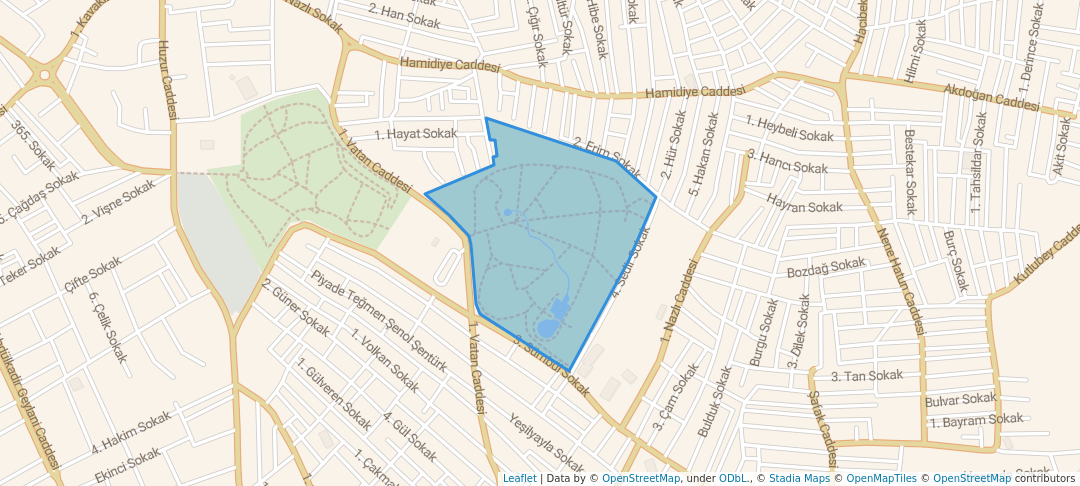 walking in Teoman Özalp Parkı map in Bursa