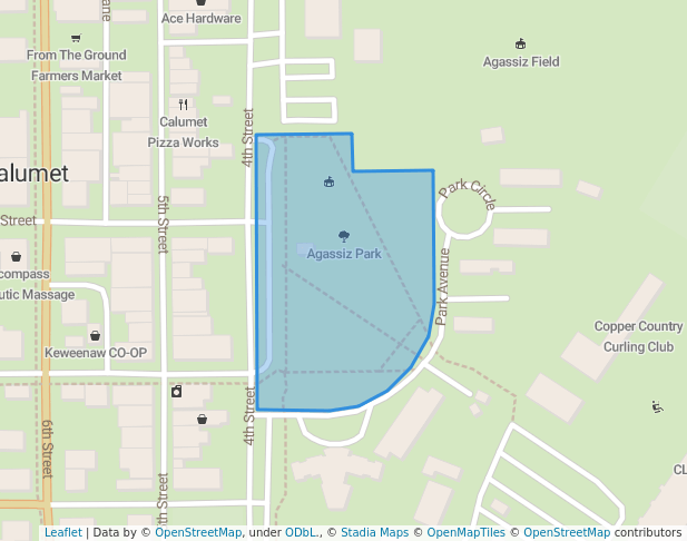 walking in Agassiz Park map in Calumet Township