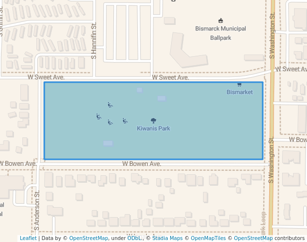 walking in Kiwanis Park map in Bismarck