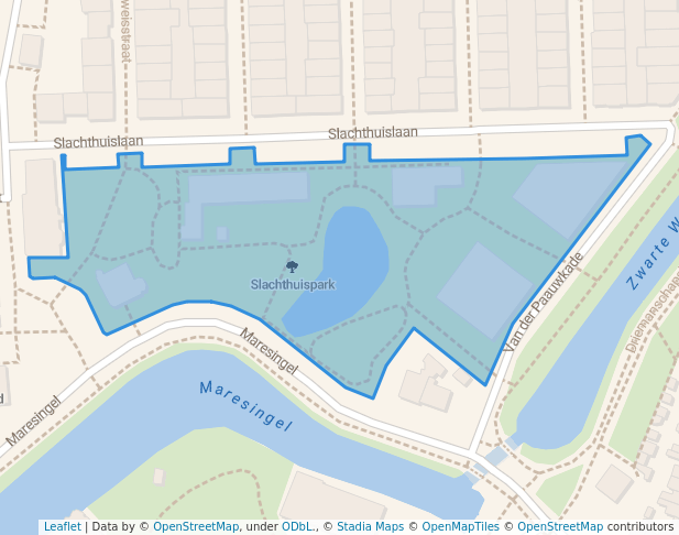 walking in Slachthuispark map in Leiden