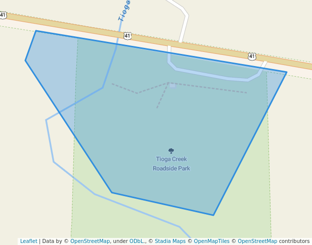 walking in Tioga Creek Roadside Park map in L'Anse