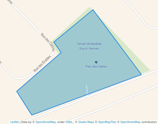 walking in Parc des Cèdres map in Beauharnois