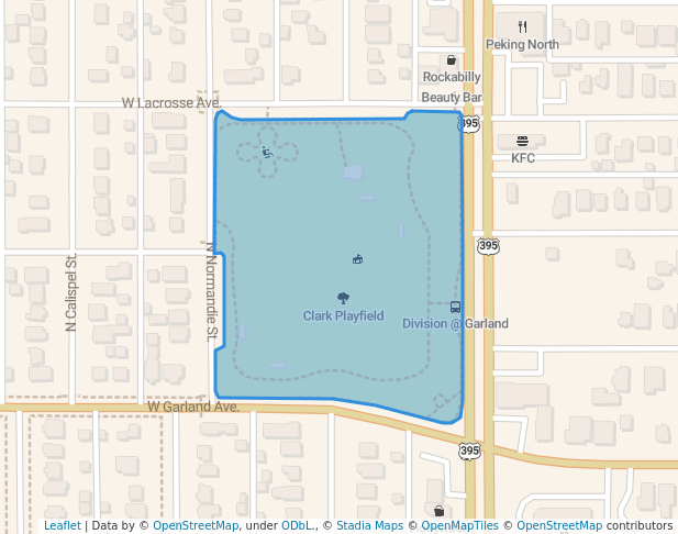walking in Clark Playfield map in Spokane