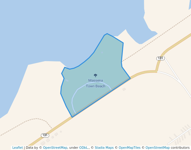 walking in Massena Town Beach map in Louisville