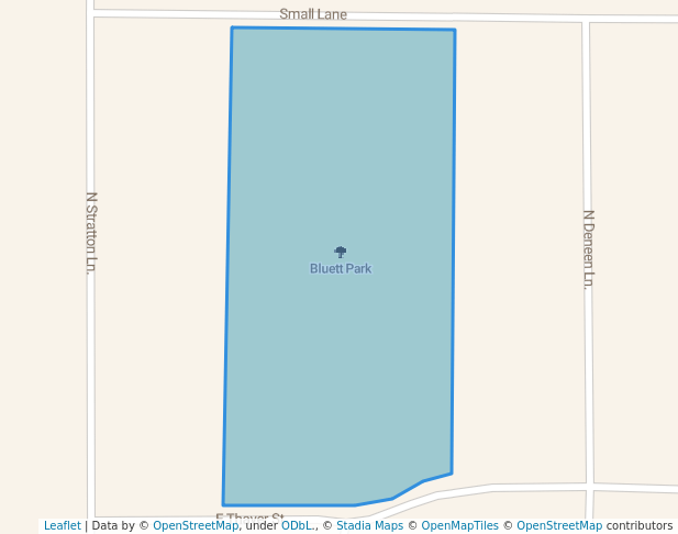 walking in Bluett Park map in Mount Prospect