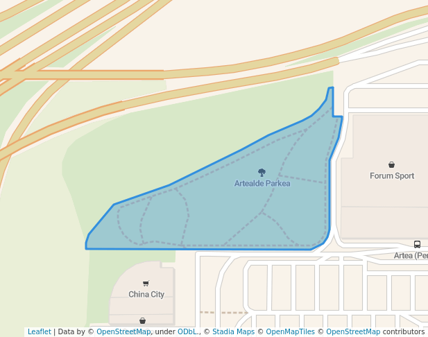 walking in Artealde Parkea map in Leioa