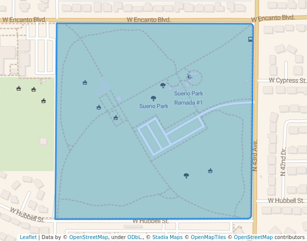 walking in Sueno Park map in Phoenix