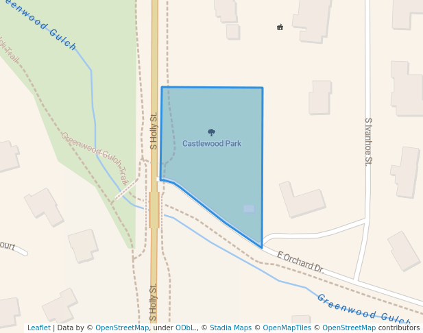 walking in Castlewood Park map in Greenwood Village