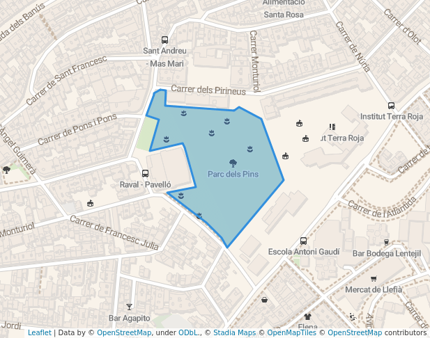 walking in Parc dels Pins map in Santa Coloma de Gramenet