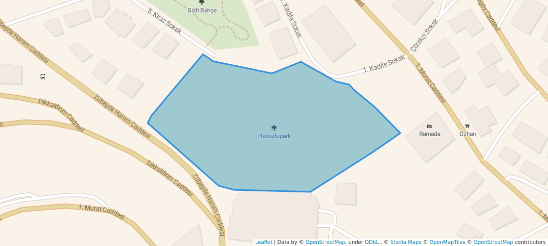 walking in Havuzlupark map in Bursa