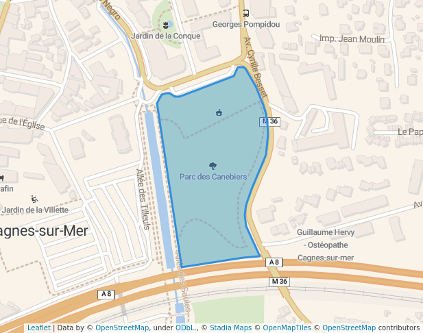 walking in Parc des Canebiers map in Cagnes-sur-Mer